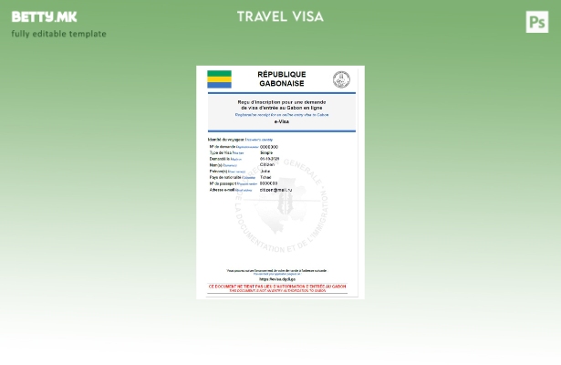 Модерен стил Габонски шаблон за виза